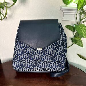 Tommy Hilfiger Mini Backpack Navy Monogram Logo Small Travel Bag Purse School